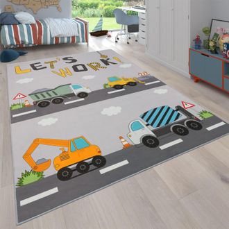 Paco Home Kinderteppich »Bino 578« rechteckig 4 mm Höhe Spielteppich, Motiv Autos & Baustelle, Kinderzimmer