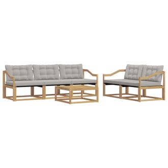 vidaXL Conjunto De Sof&aacute;s De Exterior 6 Pcs Blanco Y Gris Claro Vidaxl
