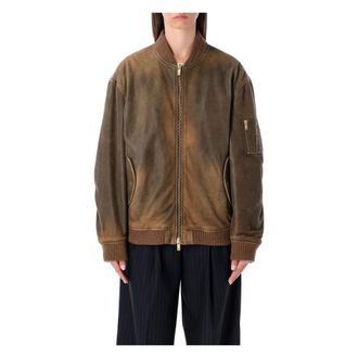 Golden Goose Bomber Jackets, female, Brown, M, Vintage Brown Bomber Jacket