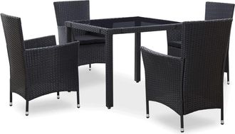 vidaXL Vidaxl - Juego De Comedor De Jard&iacute;n 5 Piezas Rat&aacute;n Sint&eacute;tico Negro