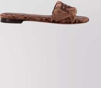 Fendi velvet slides with ff on leather sole