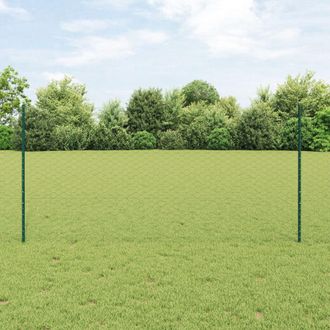 Berkfield Home Fence Posts 11 pcs U-Channel Green 120 cm Steel, Hexagon Fence Green 1, 2x100 m Steel