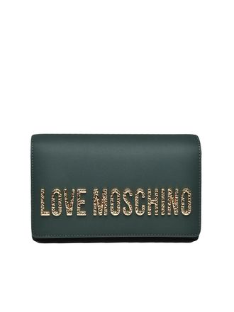 Love Moschino Green Polyurethane Logo Shoulder Bag