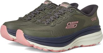 Skechers Max Cushioning Zirrus Hands Free Slip-Ins Womens Shoes Olive Pink : 9.5 B - Medium, Textile