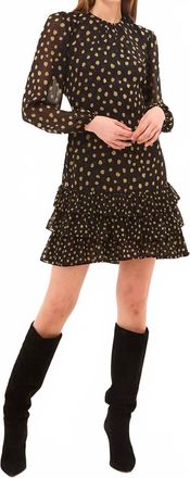 Misa Cleo Mini Dress In Golden Polka Dot Mix