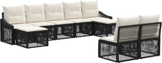 vidaXL Conjunto De Sof&aacute;s De Jard&iacute;n 9 Uds. Negro Rat&aacute;n Sint&eacute;tico Vidaxl