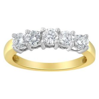 House of Brilliance 14KT Two Toned Gold 1.0 cttw 5 Stone Diamond Ring in Yellow at Nordstrom, Size 7