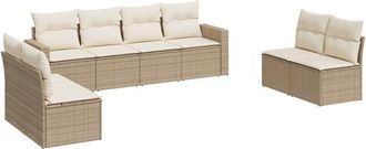 vidaXL Vidaxl - Juego De Sof&aacute;s De Jard&iacute;n Con Cojines Beige 8 Pzas Rat&aacute;n Pe