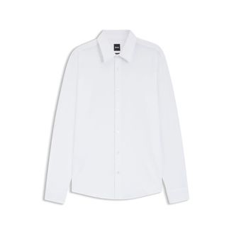 BOSS Slim-fit shirt in Italian performance-stretch seersucker