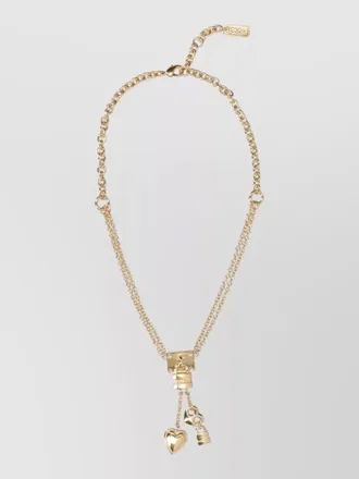 Chlo&eacute; necklace adjustable length heart and padlock charms