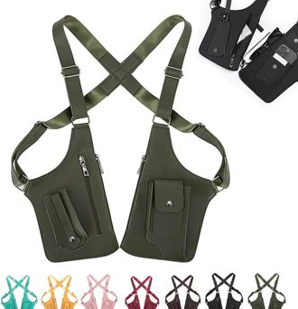 Generic Double Shoulder Armpit Bag, Premium Leather Adjustable Underarm Shoulder Bag for Men and Women (Green)