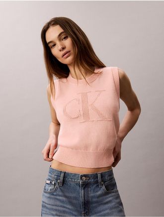 Calvin Klein Jeans Calvin Klein Womens Textured Monogram Tank Top - Orange - XL