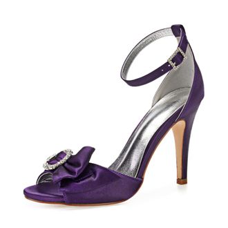 Generic Wedding Shoes Womens Stiletto Sandals Bridal Open Toe Sexy High Heels for Party Wedding Dress Daily Wear Shoes 10.5Cm,Dark Purple,5 UK