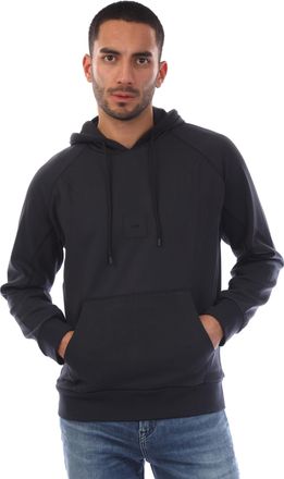 HUGO BOSS Mens Soody Rib Hoodie in Blue Cotton - Size X-Large