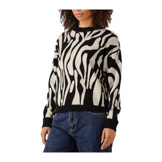 Object Object, Truien & Vesten, Dames, Veelkleurig, XS, Zwarte Gebreide Pullover voor Koude Dagen