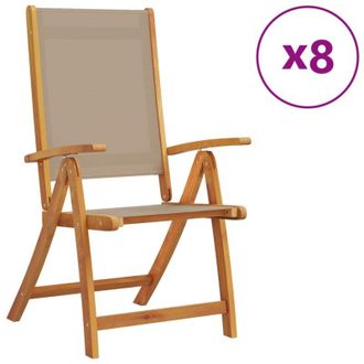 vidaXL Sillas De Jard&iacute;n Plegables 8 Uds Madera Maciza Acacia Textileno Vidaxl