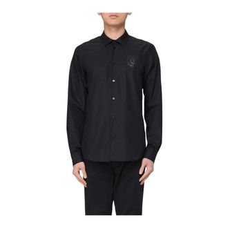 Just Cavalli Casual Shirts, male, Black, Size: XL Stylish Logo Button-Down Shirt