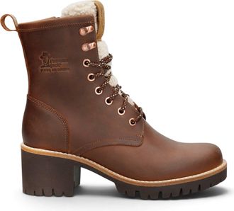 Panama Jack Panama Jack Womens Bark Leather Waterproof Warm Heeled Lace-Up Boots - Tibi B2