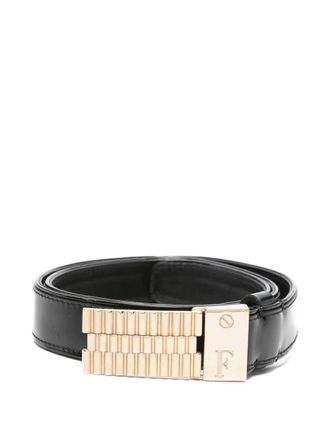 Gianfranco Ferre 2000s initial-buckle belt - men - Calf Leather - 90 - Black