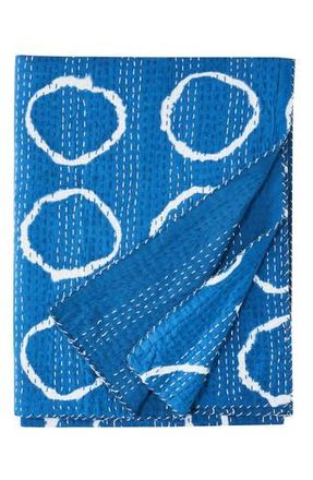 Melange Home Circles Kantha Cotton Coverlet in Indigo at Nordstrom Rack, Size Full/queen