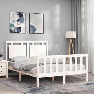 Berkfield Home Beautiful Bed Frame with Headboard White 120x200 cm Solid Wood