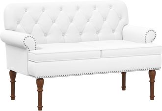 vidaXL Sof&aacute; Amoroso Con Botones Acolchados Blanco 120 X 65 X 77 Cm Vidaxl