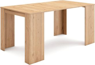Skraut Home Mesa Consola Extensible, Mesa Comedor Plegable, 160, Para 8 Comensales, Comedor Y Cocina, Estilo Moderno, Roble - Skraut Home