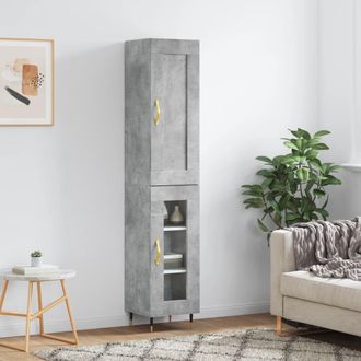 vidaXL Vidaxl - Aparador De Madera Contrachapada Gris Hormig&oacute;n 34,5x34x180 Cm