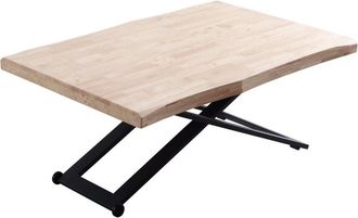Mathi Design Mesa de centro elevable de madera y acero negro