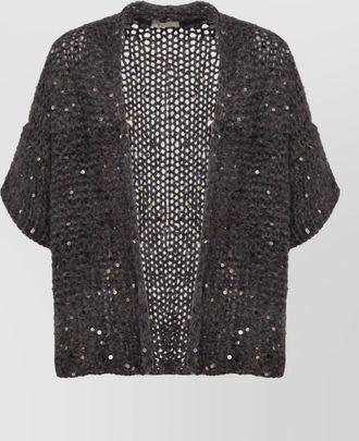 PANICALE mohair alpaca short-sleeve cardigan
