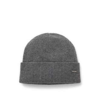 BOSS Logo-plaque beanie hat in cashmere