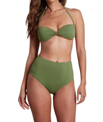 Sauipe Swimwear Val Reversible Bandeau Bikini Top With Pads In Green/pumpkin