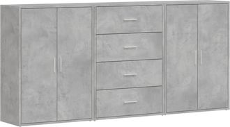 vidaXL Vidaxl - Aparadores 3 Uds Madera De Ingenier&iacute;a Gris Hormig&oacute;n 60x31x84 Cm