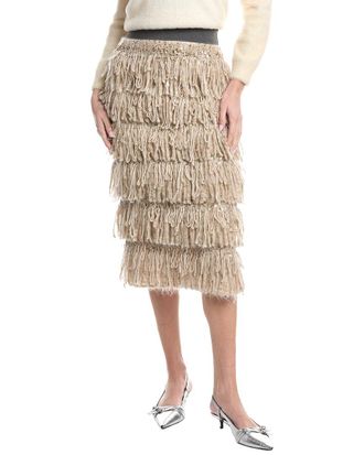 Brunello Cucinelli Tiered Mohair, Cashmere, & Wool-Blend Skirt