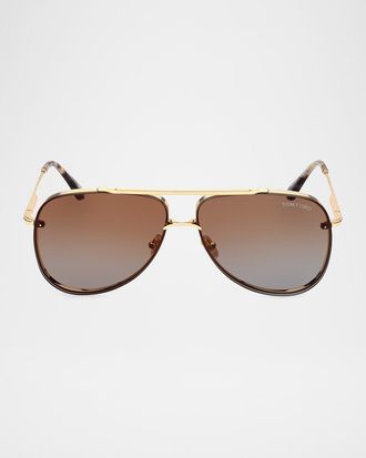 Tom Ford Men & apos;s Leon Metal Aviator Sunglasses
