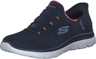 Skechers Womens Summits Diamond Dream Slip-On Sneakers, Navy Mesh/Pink Trim, 7.5 UK