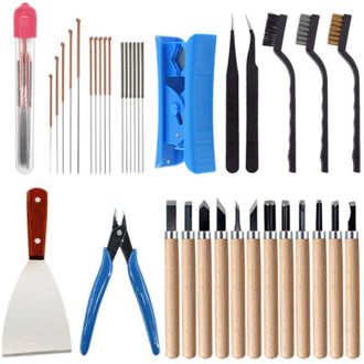OEM Kit De Accesorios Para Impresora 3d De 35 Piezas: Agujas De Limpieza De 7 Tama&ntilde;os, Pinzas, F&oacute;rceps, Raspador Y Cuchillas De Limpieza Para La Extracci&oacute;