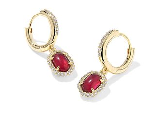 Kendra Scott Daphne Crystal Frame Huggie Womens Earrings Earring Gold Dark Burgundy Illusion, Brass/Cubic Zirconia