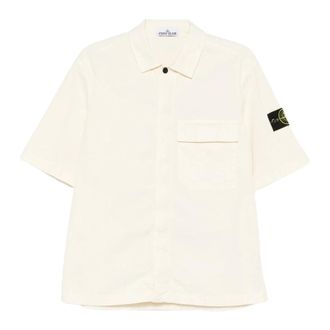 Stone Island Short Sleeve Shirts, male, White, Size: XL Short Sleeve Shirt