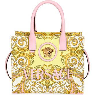 Versace Small La Medusa Canvas Tote in Pastel Pink Gold at Nordstrom
