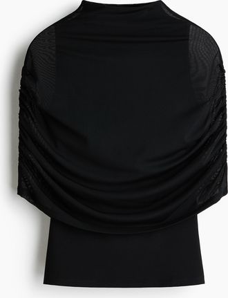H&M Jerseytop mit Cape-Detail - Schwarz