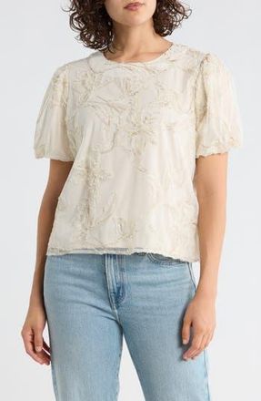 Adrianna Papell Floral Embroidered Top in Ivory at Nordstrom Rack, Size X-Large