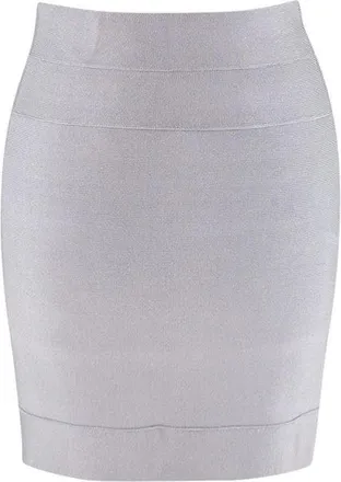 H&eacute;rve L&eacute;ger Dove Grey Stretch Knit Bandage Skirt Size S