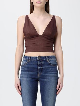 Pinko Top cropped in misto lino