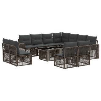 vidaXL Set Divano Da Giardino 12 Pz Grigio E Grigio Scuro Polyrattan Vidaxl