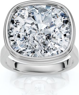 Pompeii3 9mm Cushion Moissanite Bezel Engagement Ring 14k Gold