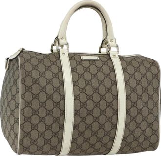 Gucci Joy Boston Bag Gg Canvas Beige Pvc Handbag (Pre-Owned)