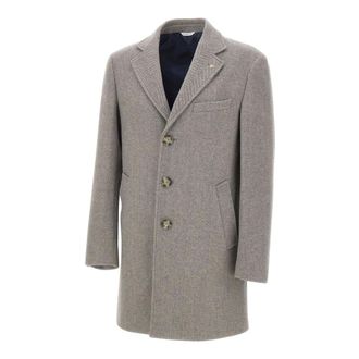 Manuel Ritz Single-Breasted Coats, male, Gray, Size: XL Wool Coat