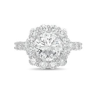 Diana M. Jewels 14kt white gold 5.00cts Lab-Grown Round Diamond Halo Ring with Diamond Band
