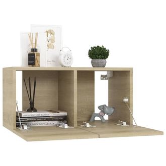 Berkfield Home Hanging TV Cabinets 3 pcs Sonoma Oak 60x30x30 cm in Light Brown | Size: 60 x 30 x 30 cm